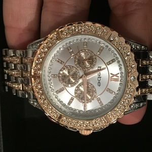 Bebe watch new in box gold silver tone rhinestones